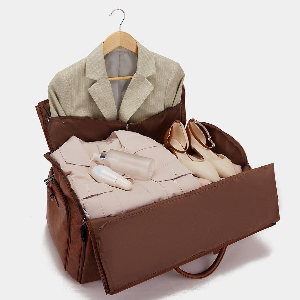 Travel Convenient Portable Garment Bag Large PU Leather Luggage Bag