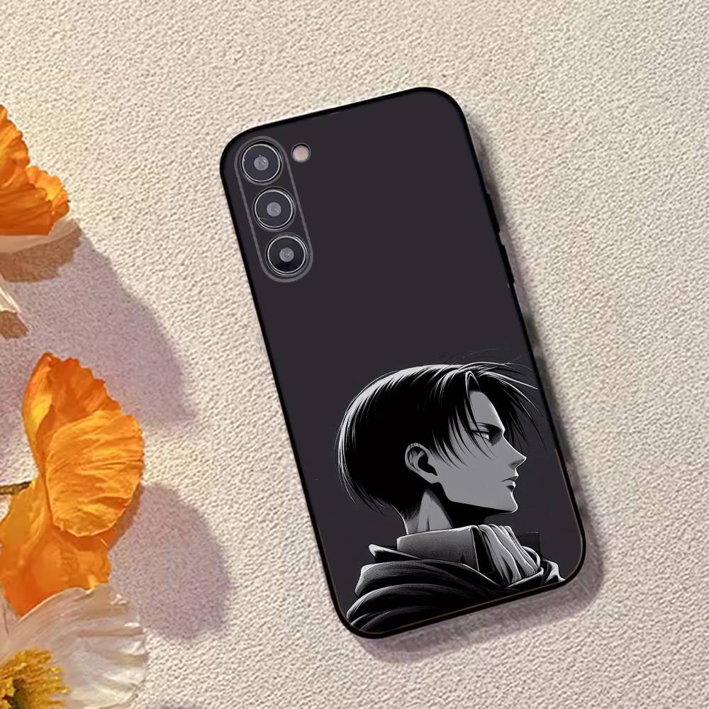 L-Levi A-Ackerman Anime Phone Case Black Silicone Soft For Samsung Galaxy A73,A72,A71,A70,A53,A52,A51