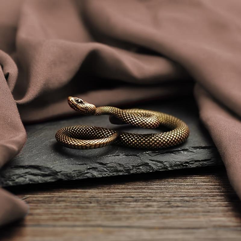 3pcs Antique Brass Snake Tea Pet Ornament Small Copper Desk Decor Chinese Brass Craft Decoration.