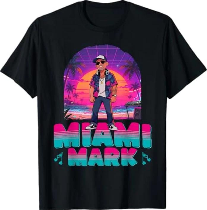 Retro Dj Miami Mark Disc Jockey 80s Flare Novelty Tshirt S