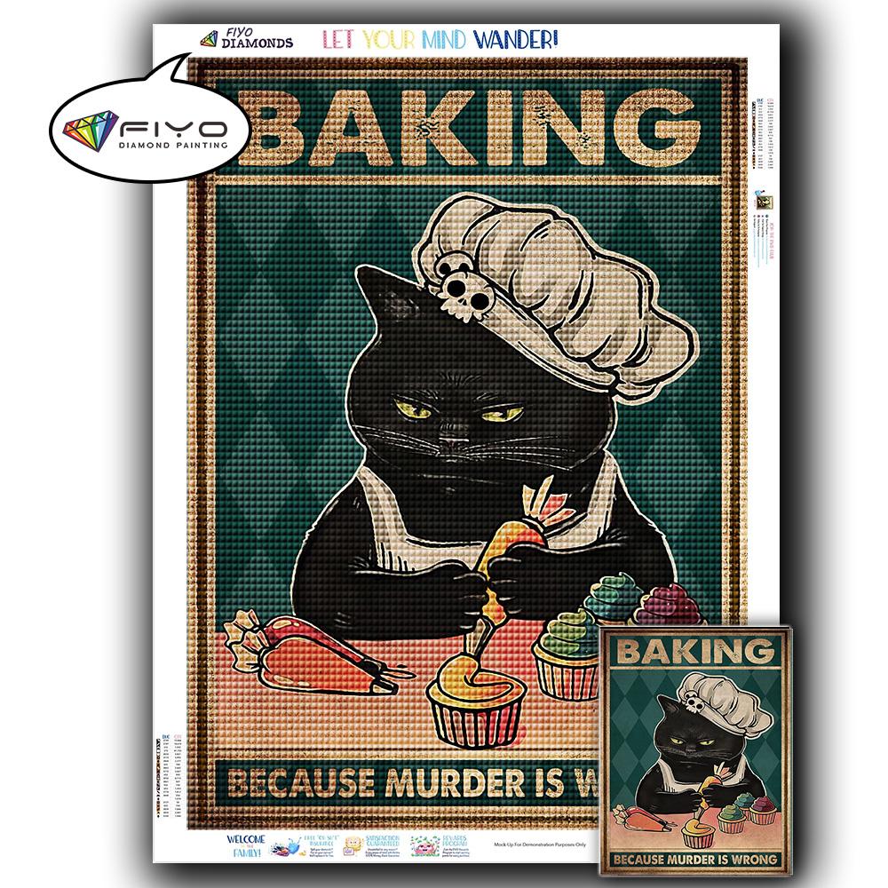 5D DIY Diamond Painting Black Cat Diamond Embroidery Vintage Cartoon Cross Stitch Picture Of Rhinestones Home Decor