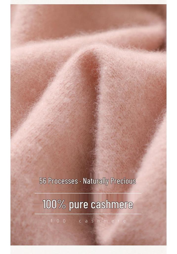 Women's Pure Cashmere Scissor Collar Knit Sweater - Autumn/Winter Loose Pullover Base Layer
