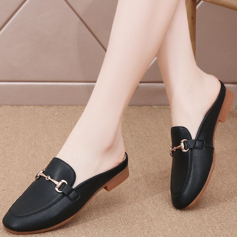 Baotou half slippers flat bottom low heel summer new sandals casual lazy muller