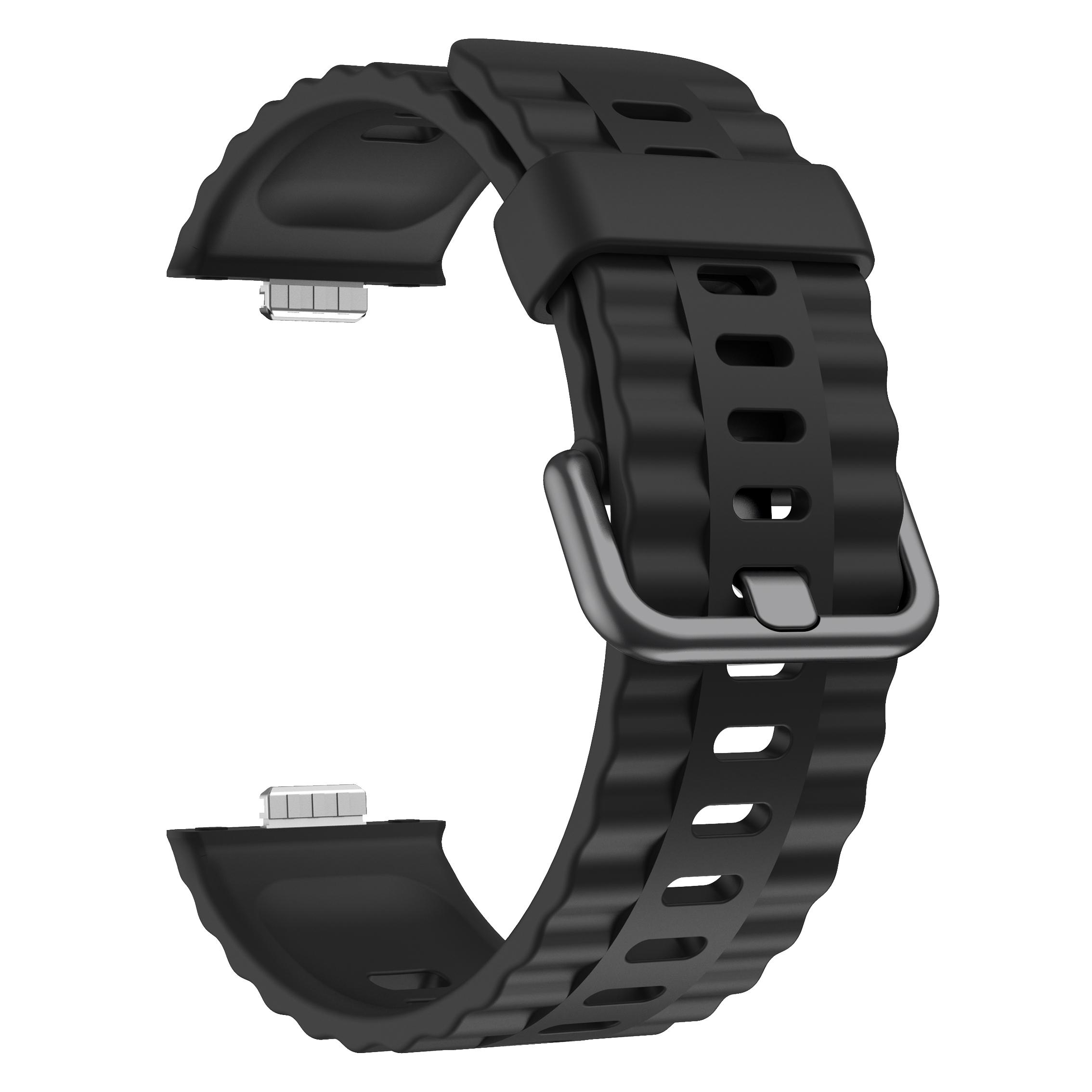

Suitable for Huawei Watch Fit4pro/fit4/fit3 Strap Wave Design Silicone Sports Sweatproof Breathable/Fashionable Smart Strap чорний
