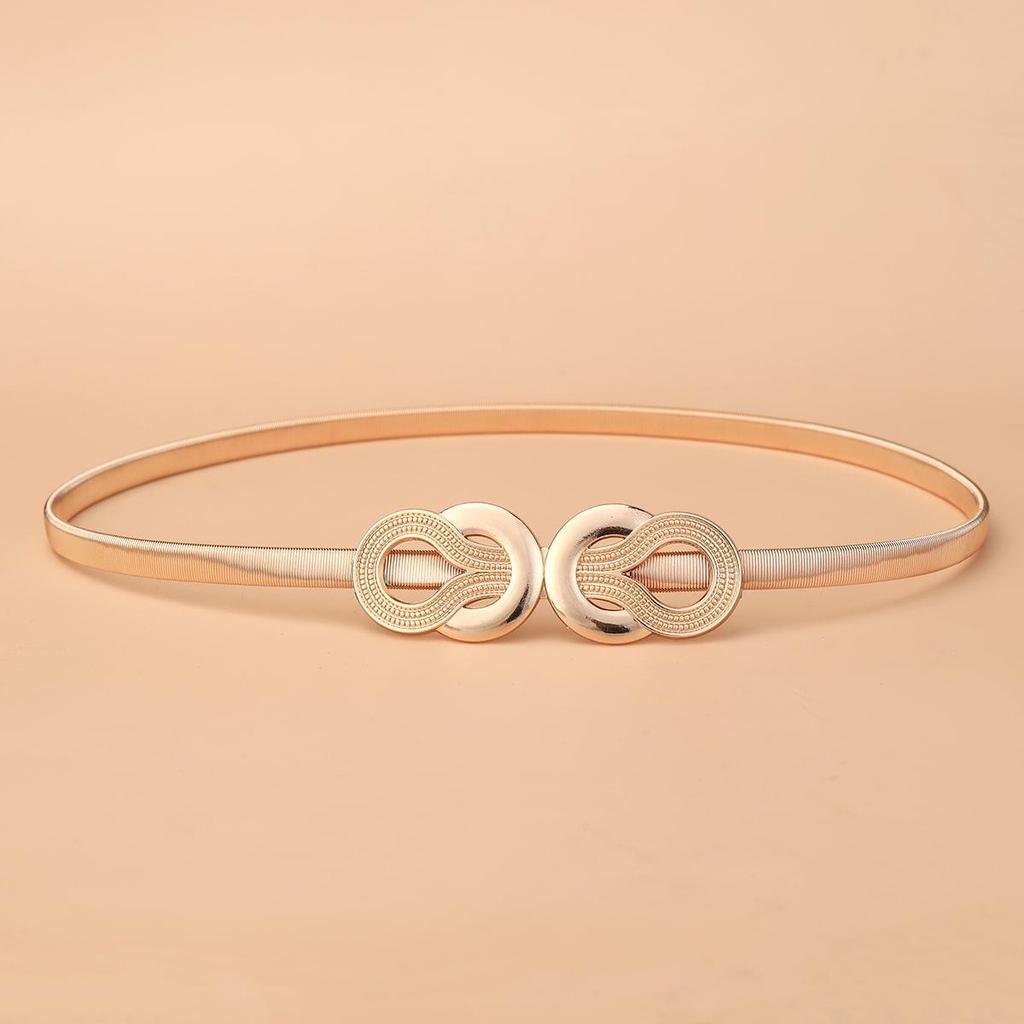 Women's Elastic Waistband Chain - Gold Waist Cinching with Korean Style Round Ring for Autumn/Winter
