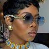 y2k Rimless Octagon Sunglasses ladies For Men Luxury  Designer Vintage Punk Popular Gold Leopard Head Sun Glasses UV400