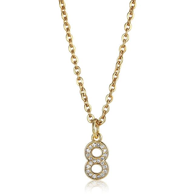 Cute Number 0 1 2 3 4 5 6 7 8 9 CZ Pendant Birthday Lucky Number Charm Necklace Rolo Chain Adjustable KN652