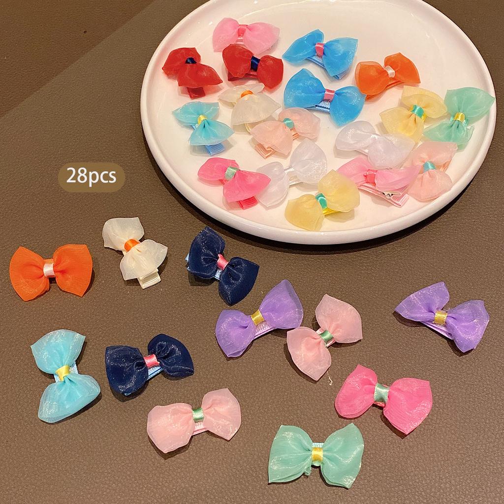 28 colorful fabric hair clips with random colors, cute and sweet, suitable for daily use as hair accessories