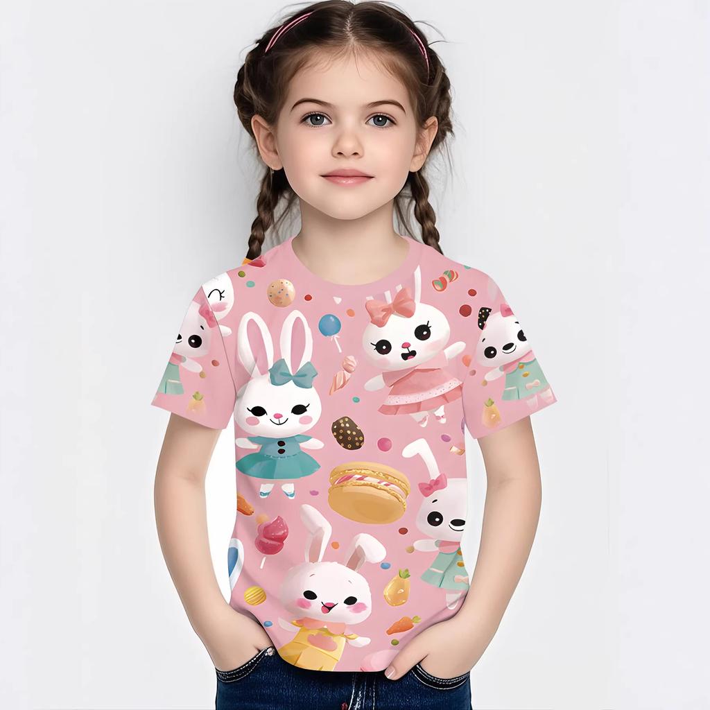 summer Fashionable Comfortable Soft Children's Top Cartoon Animal Series 3d Round Neck Short Sleeve Leisure versatile Children's T-shirt