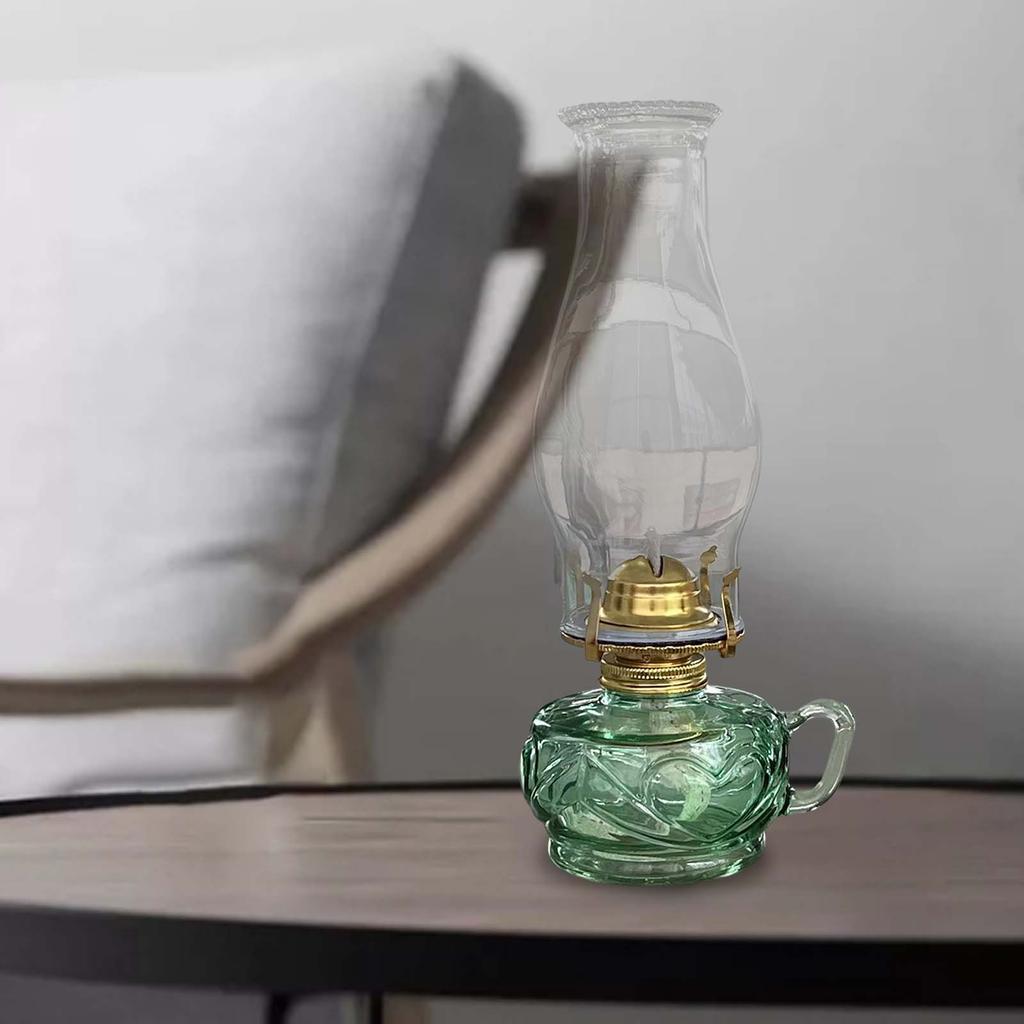 Retro Style Kerosene Oil Lamp Durable Altar Supplies with Lamp Wick Windproof Glass for Church Hiking Holiday Bedroom Christmas