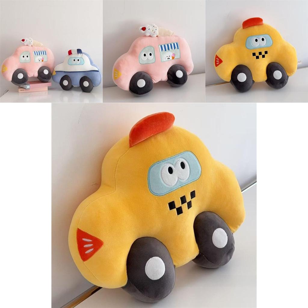 Cartoon Police Cars Taxis Cushion With Plush Fabric For Living Room Sofa Lounge Use