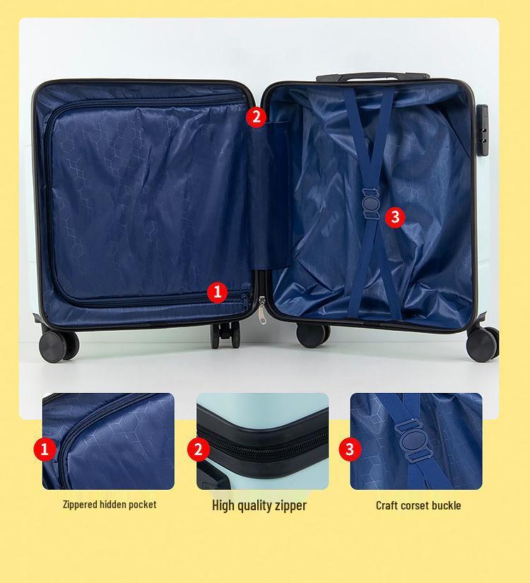 Women's Mini Suitcase 18" & 20" Student Carry-On: Aluminum Frame, Sturdy, Compression-Resistant Trolley Case.
