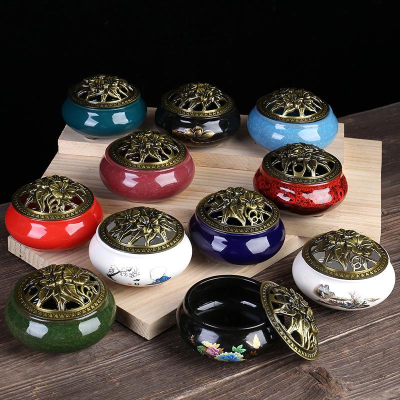 Celadon Ceramic Incense Burner for Home, Buddhist Supplies, Sandalwood Incense Path, Ice Crack Kiln Change Design.