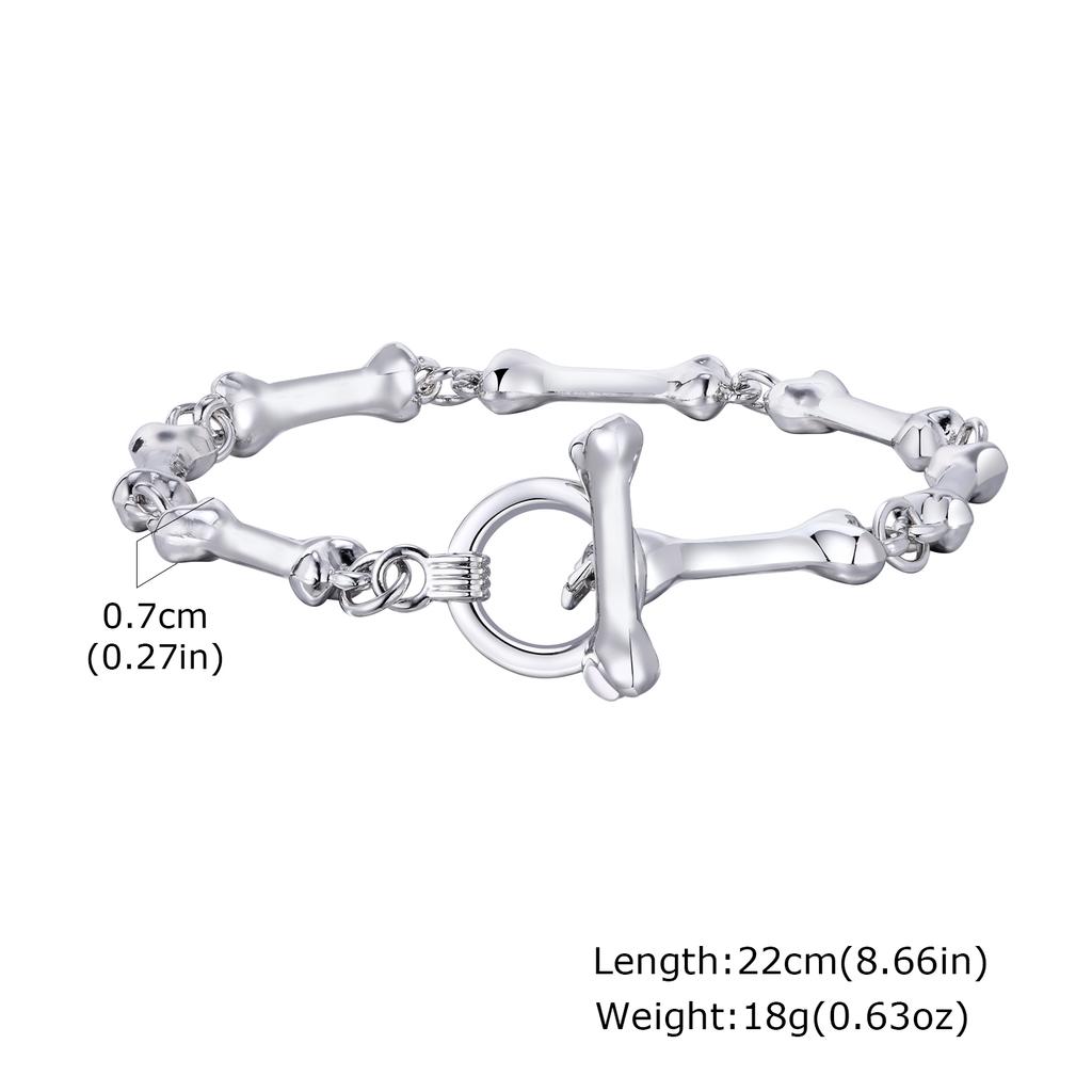 Bone Chain Link Bracelets for Men Boys,22CM Metal Chain Wristband with OT Buckle,New Hiphop Jewelry Anniversary Birthday Gifts