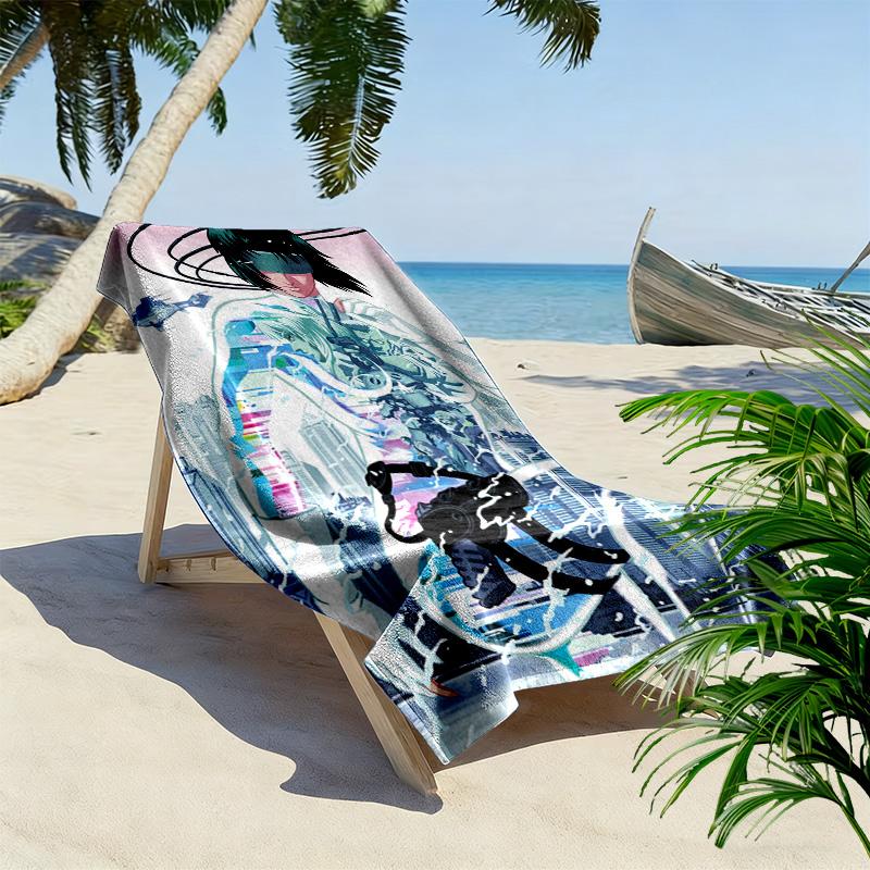 Ghost in the Shell 2D Flat Print Beach Towel, Large Soft Quick Dry Towel for Beach Camping SwimmingDSTJ0925526
