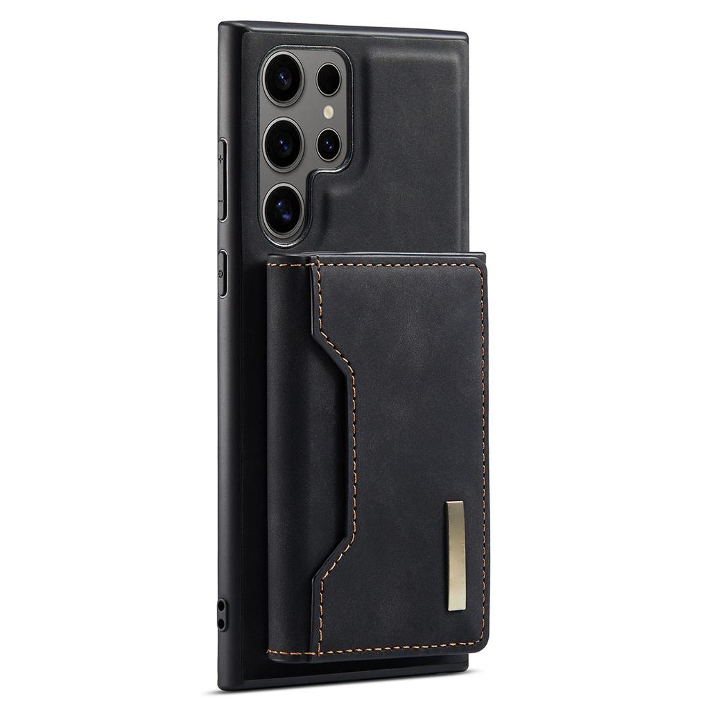 Phone Case Magnetic Detachable Wallet Card Holder Stand Cover Fit for Samsung Galaxy S21 Black S21 Plus