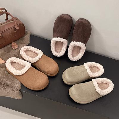Outer Slippers Women's Winter New Thick-soled Retro Casual Versatile Velvet Thickened Comfortable Cotton Slippers