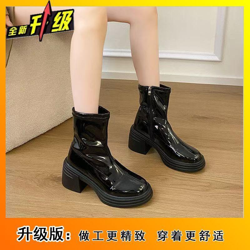 Fashion versatile and comfortable thick-soled thick-heeled thin boots for women 2025 autumn and winter new small casual Martin boots for women