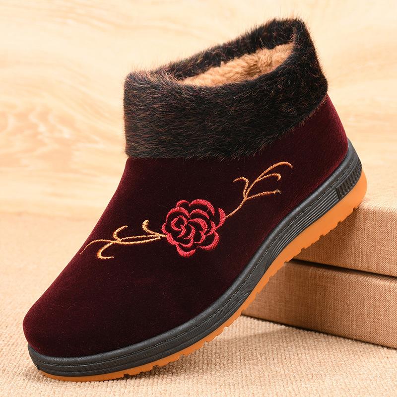 Cloth shoes women's winter cotton shoes women's velvet thickened warm people soft-soled grandma cotton boots
