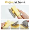 Self-cleaning pet hair brush for cats, cat grooming brush, with long and short stainless steel teeth, household pet grooming brush