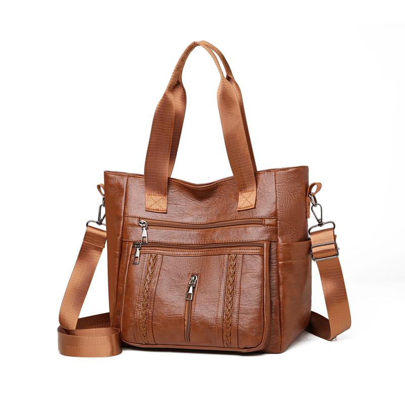 Bolso de hombro de gran capacidad para mujer, bolso de mano de PU, bolso de mano