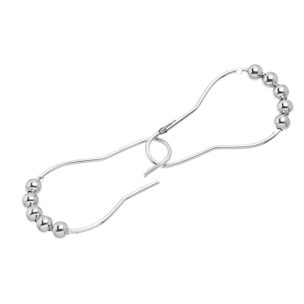12pcs Cucurbit Shaped Metal Shower Curtain Rings Plated Roller Ball Hooks (Silver) Shower Curtain Hooks