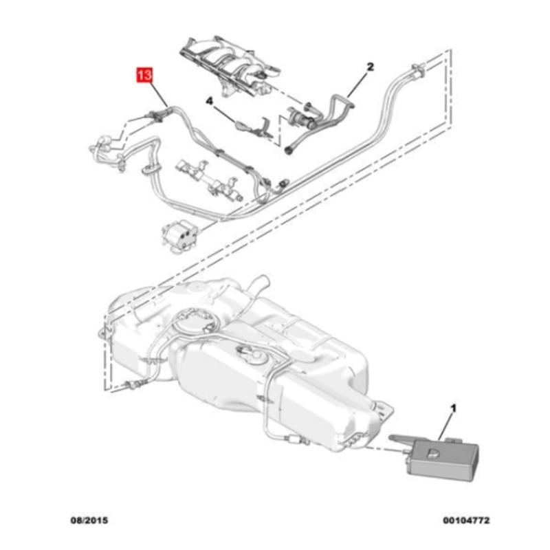 Replacement V759556880 Car Fuel Overflows Return Hose for 3008 308CC 308SW RCZ C4 Fuel Overflows Return Hose