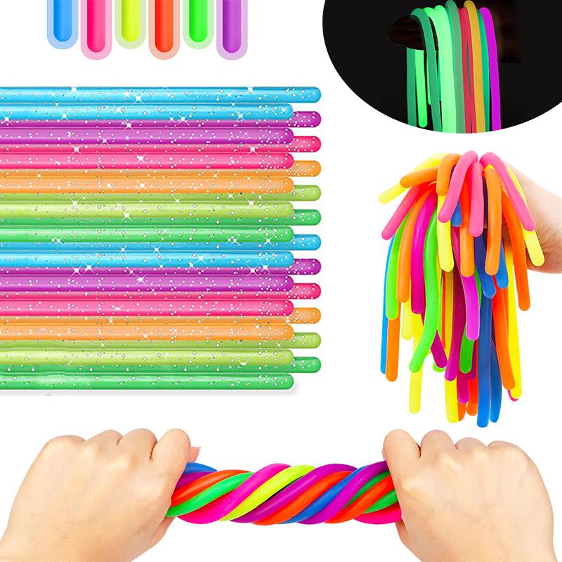 5pcs Simulated Elastic Decompression Noodles Stretchy String Fidgets Sensory Toys Strengthen Arms Stress Reliever Toys