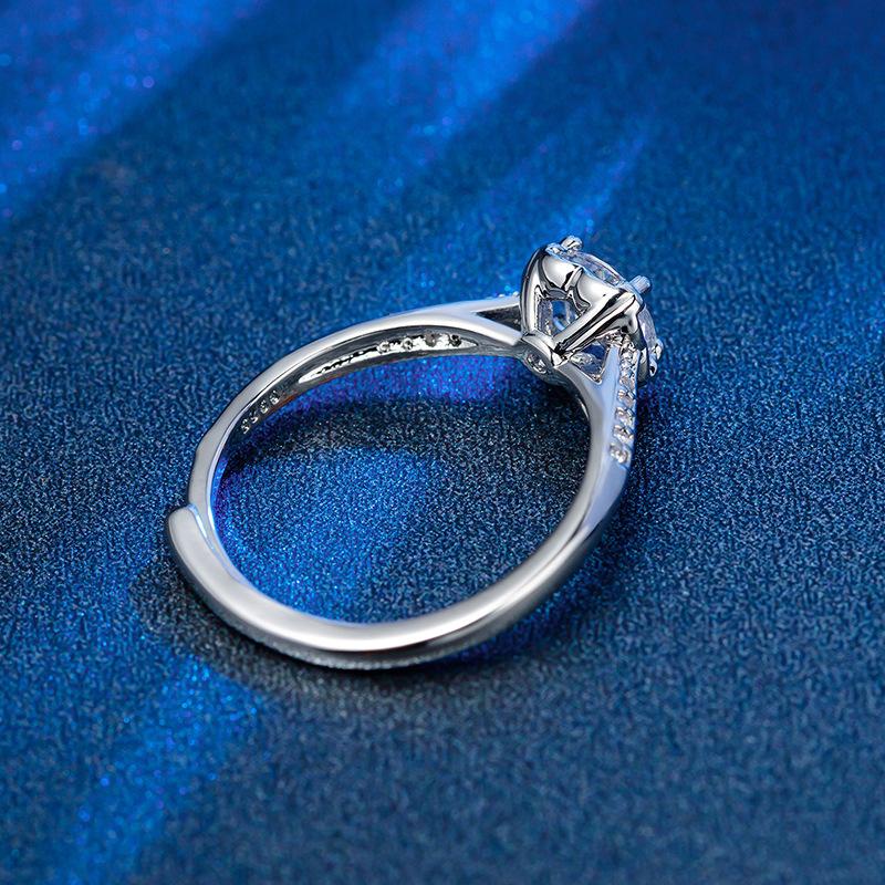 New Mosang Zirconium Imitation Half Wall Jiangshan Ring Women's Cool Style Zirconium Ring Korean Version Couple Wedding Ring