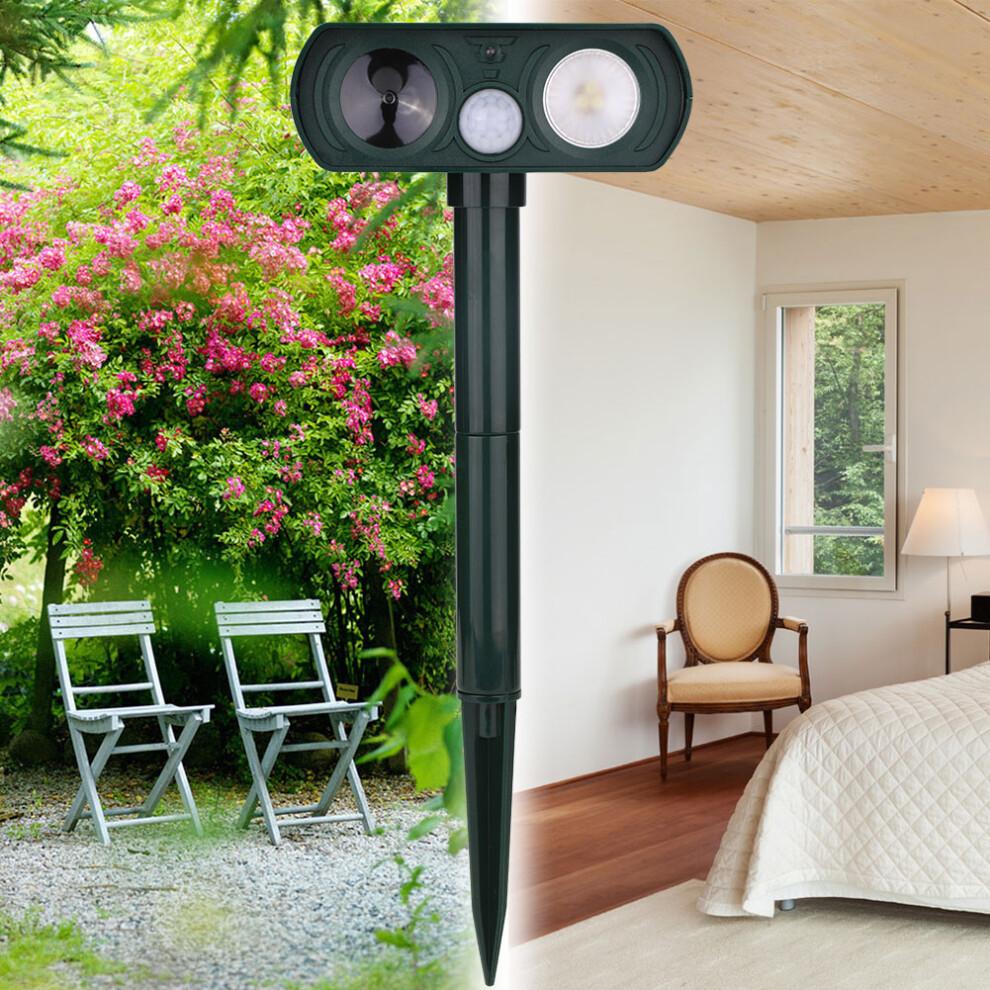Solar Powered Animal Repellent Motion Sensor Outdoor Waterproof With Ultrasonic Waves And Led Lights Automatic Frequency Conversion Laundry Cleaner
