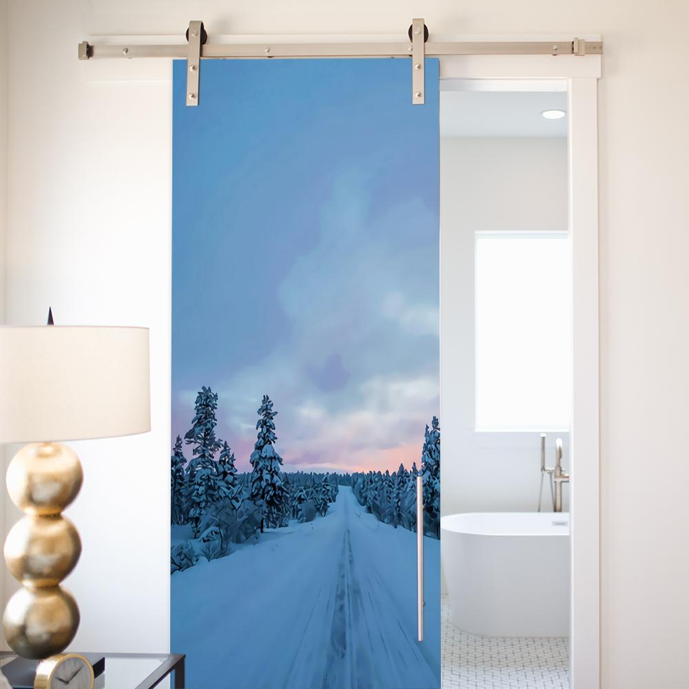 3D Forest Scenery Door Sticker - Removable Vinyl Mural, Nature Pathway Adhesive Door Wallpaper for Home Decor