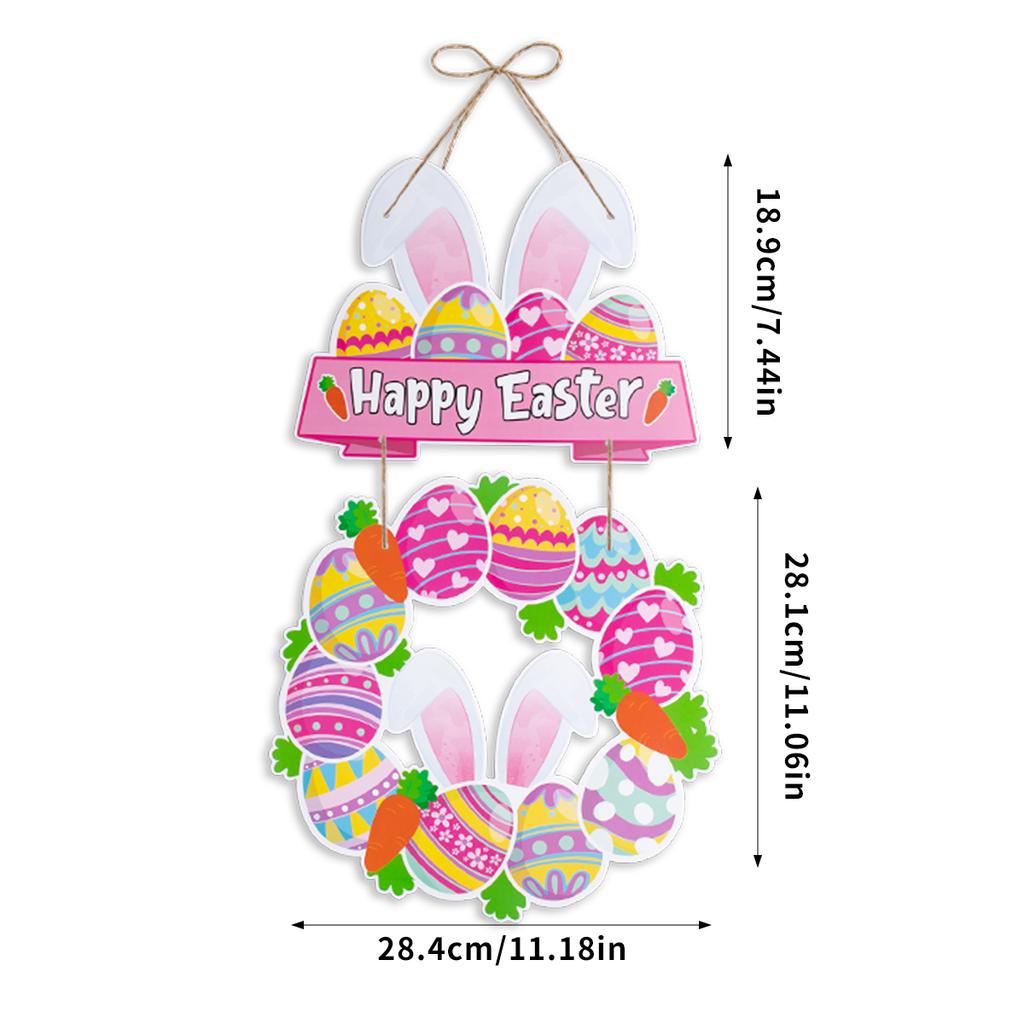 Happy Easter Decor Door Pendant Paper Rabbit Egg carrot Welcome Sign Hanging Ornament Easter egg hunt Spring Party Wall decor