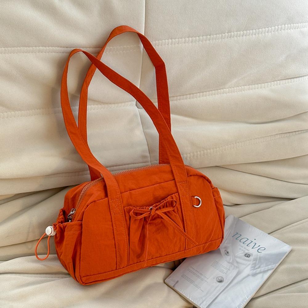

Solid Color Bow Nylon Shoulder Bag Women Handbag Travel Storage Bag Sweet Mommy Bag Yoga оранжевый
