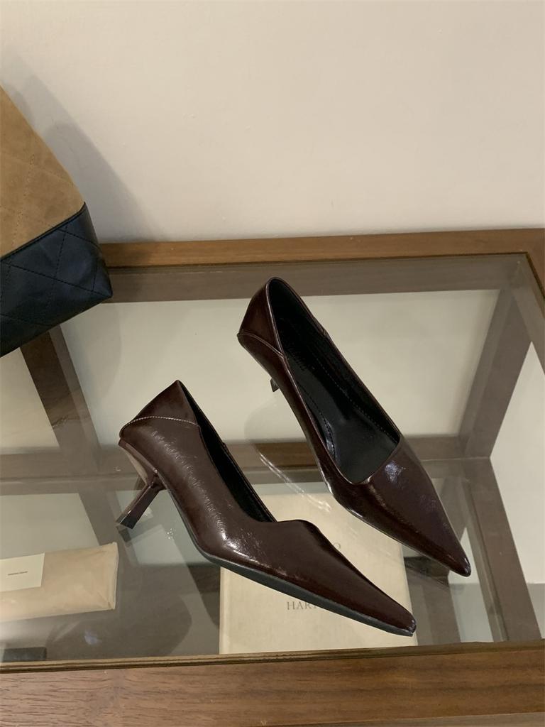 2025 Autumn Pointed Stiletto High Heels One-pedal French Kitten Heel Single Shoes Light Mouth Temperament Commuter Work Shoes