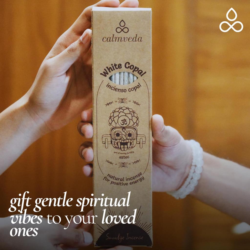 CALMVEDA White Copal Incense Sticks - 24+ Sticks Thick