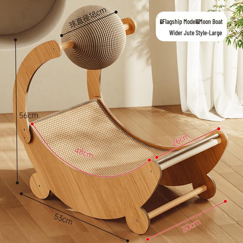 Sisal-Katzenbett & Kratzbaum-Kombination - Kratzfester Wellpappe-Liegesessel für Kätzchen