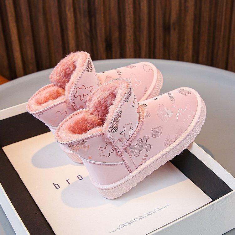 Lässige Mädchen-Mid-Top-Schneestiefel mit einfarbigem Design - Herbst-/Wintersaison, Schlupfverschluss