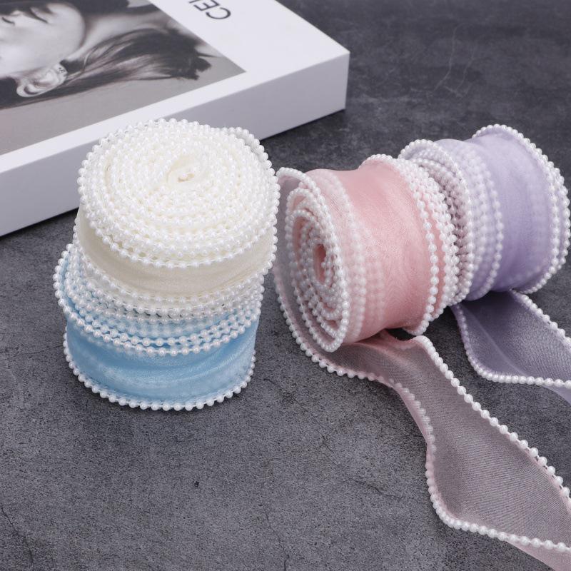 4cm Wide Pearl Fish Tail Yarn Ribbon for DIY Flower and Cake Box Decoration