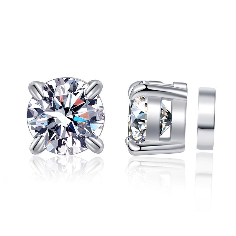 

Unisex Magnetic Moissanite Stud Earrings, S925 Silver, No-Piercing, Classic Four-Prong Design 6.5mm High Carbon Stone
