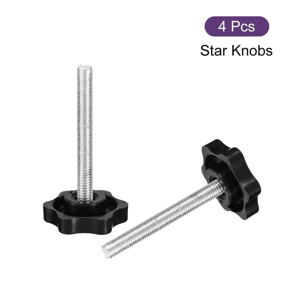 uxcell Clamp Screw Knobs 4 Pcs M6 x 50mm Hexagon Star Knob Plastic Grip