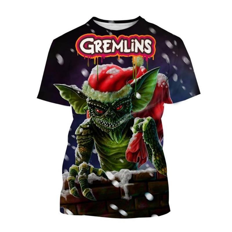 Mode heißer Verkauf neues Weihnachts-Horrorfilm Gremlins 3D-gedrucktes T-Shirt Puppenmonster bedrucktes T-Shirt Herren und Damen Kinder Tops