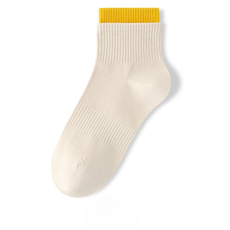 

Женские весенне-осенние простые универсальные хлопковые спортивные носки-трубы с двойными рокетками, дышащие 1 pair бежевый