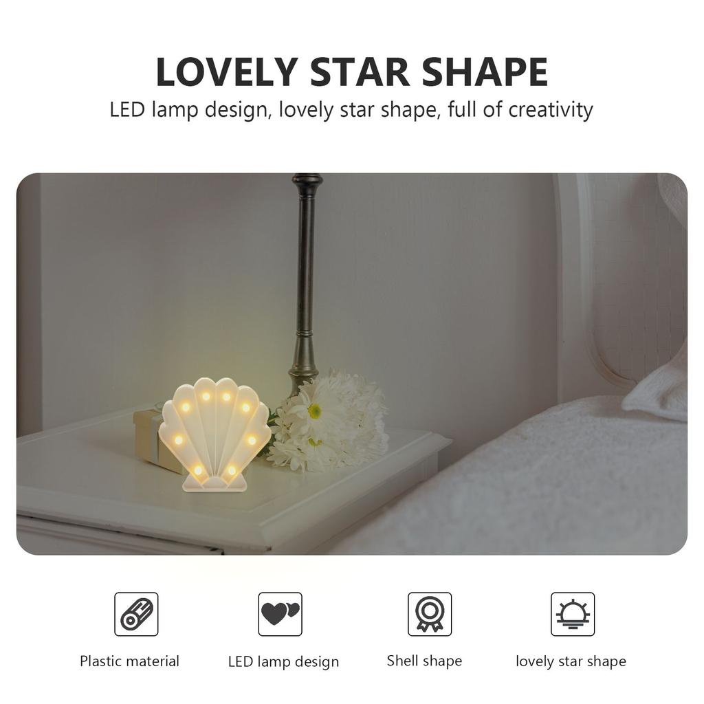 Aesthetic Seashell Modeling Lamp White Plastic Powered LED Night Light Bedside Home Decor Valentine Gift