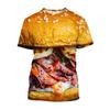 Kids O Neck T Shirt 3D Burger Food Pattern Vivid Unique Design For Outdoor Play Picnic Gathering Park Trips Summer Casual Daily Outfits