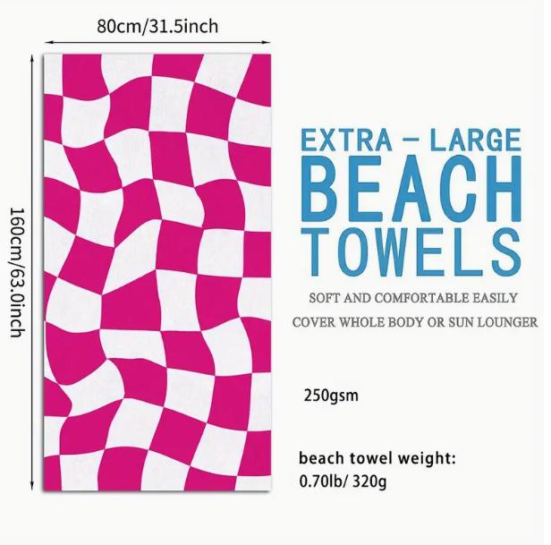 Personalized Beach Towel Custom Name Cross Border Microfiber Beach Towel Anti-Sand Super Absorbent Bath Towel Large Quick Drying