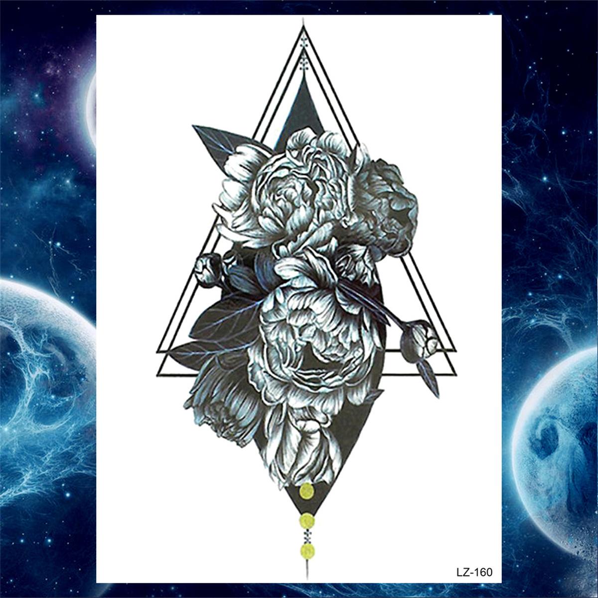 

Pendant Flower Temporary Tattoos For Women Adult Fake Jewelry Tattoo Sticker Peony Black Henna Moon Large Thigh Tatoo Waterproof