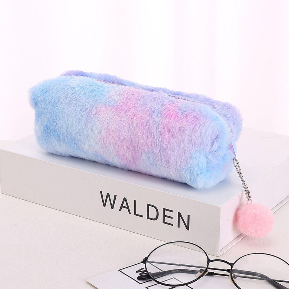 Gradient Color Pen Bags Plush Stationery Storage Bag New Pencil Case Gifts