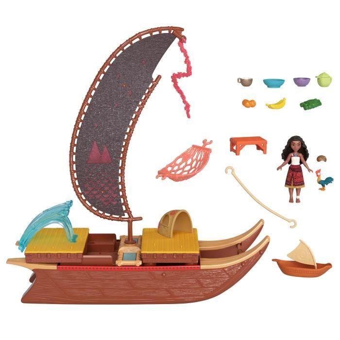MATTEL Disney Vaiana 2 - La pirogue de Vaïana + 1 poupée Vaiana + HeiHei le poulet JBT78