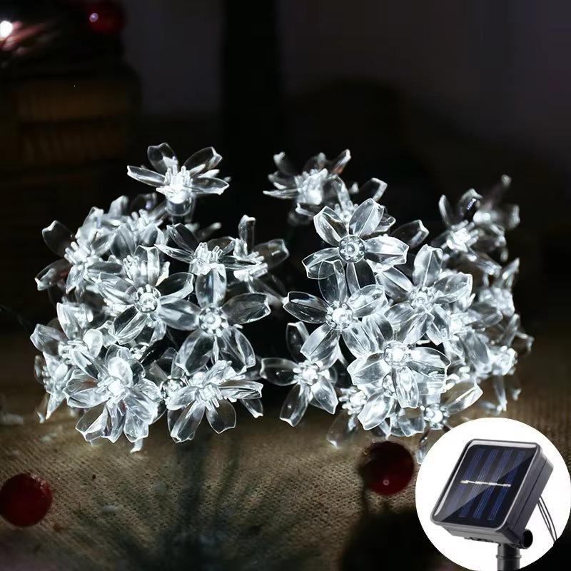 Cherry Blossom Solar LED String Lights: Colorful Outdoor Decor for Courtyards, Campgrounds, Weddings, Birthdays & More