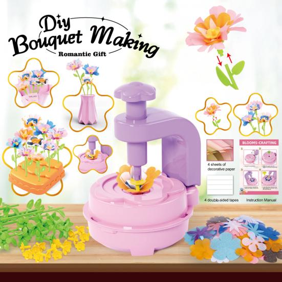 1 Set DIY Fabric Flower Bouquet Kit Kids Handmade Colorful Flower Making Toy Toddlers Girls Educational Floral Bouquet Arts Crafts Activities Toy
